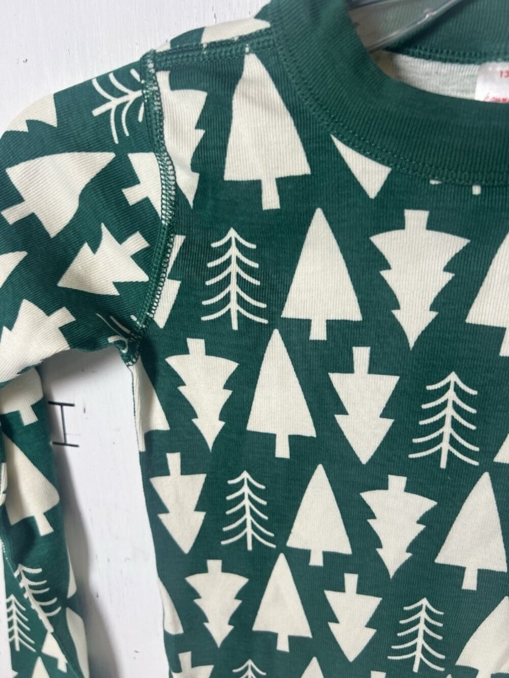 Hanna Andersson Holiday HannaJams Pajama Top Only Winter Green Trees 8 (130cm) - Picture 2 of 4